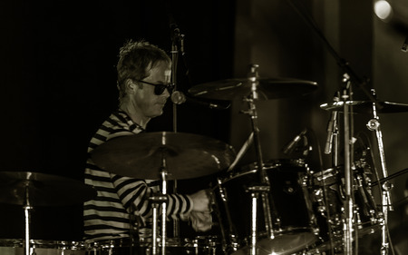 ODESSA, UKRAINE - MARCH 16, 2019: Rock concert Queen tribute show, Bohemian night of the Queen. Rock band copies the performance of the legendary Freddy Merqury group Queen. Rock concert Queenのeditorial素材