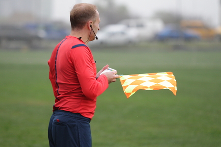 ODESSA, UKRAINE - April 13, 2019: Football match first league of FC Balkans-Odessa and...