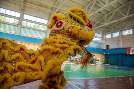 ODESSA, UKRAINE, May 19, 2019: Lion Dance Festival. Traditional dance of the dragon, the lion in the...