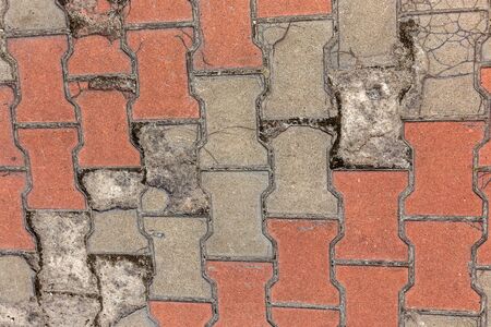 Street background of old paving stone. Background of old cobblestone pavement close-up. Old paving...
