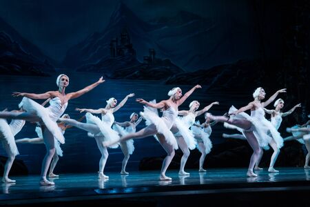 ODESSA, UKRAINE -JULY22, 2019: ballet. Classical ballet on stage of Odessa Opera Theater. Ballet...