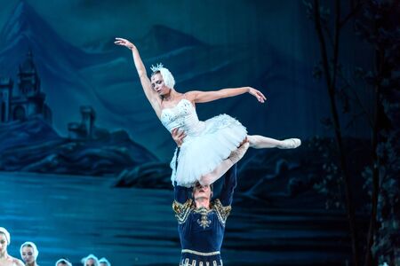 ODESSA, UKRAINE -JULY22, 2019: ballet. Classical ballet on stage of Odessa Opera Theater. Ballet...