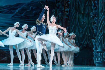ODESSA, UKRAINE -JULY22, 2019: ballet. Classical ballet on stage of Odessa Opera Theater. Ballet...