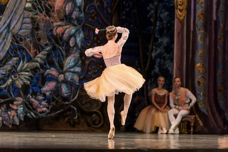ODESSA, UKRAINE -JULY22, 2019: ballet. Classical ballet on stage of Odessa Opera Theater. Ballet...