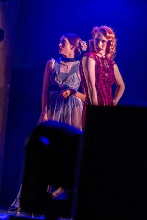 ODESSA, UKRAINE -July13,2019: Vivid erotic performance ShKAF. Sexy erotic women and boys in play act...