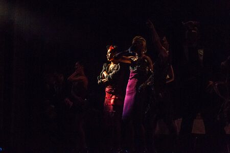 ODESSA, UKRAINE -July13,2019: Vivid erotic performance "ShKAF". Sexy erotic women and boys in play act out sex scenes of provincial brothel. Sexual erotic scenes from fashionable nightlife performanceのeditorial素材