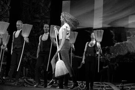 ODESSA, UKRAINE - September 17, 2019: step dance. Performance by the folk group Rhythm of the Dance. National Dance Group of Ireland at the Opera House. Step dance on the stage of the national theaterのeditorial素材