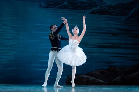 ODESSA, UKRAINE -JULY22, 2019: ballet. Classical ballet on stage of Odessa Opera Theater. Ballet...
