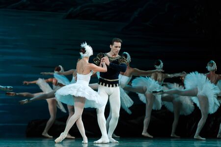 ODESSA, UKRAINE -JULY22, 2019: ballet. Classical ballet on stage of Odessa Opera Theater. Ballet...