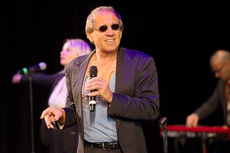 ODESSA, UKRAINE - Nov. 1, 2019: concert performance by Adriano Celentano. Soloist of the music group - Adolfo Sebastiani - famous singer, showman Celentano. Tribute Show Celentano. Italian pop legendのeditorial素材