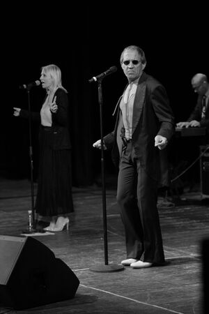ODESSA, UKRAINE - Nov. 1, 2019: concert performance by Adriano Celentano. Soloist of the music group - Adolfo Sebastiani - famous singer, showman Celentano. Tribute Show Celentano. Italian pop legendのeditorial素材