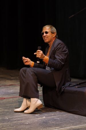 ODESSA, UKRAINE - Nov. 1, 2019: concert performance by Adriano Celentano. Soloist of the music group - Adolfo Sebastiani - famous singer, showman Celentano. Tribute Show Celentano. Italian pop legendのeditorial素材