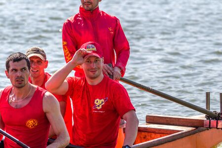 ODESSA, UKRAINE - July 1, 2019: Dragon Boat Festival. Dragon Boat Festival in the river. Dragon boat...