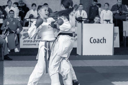 Odessa, Ukraine - September 30, 2019: Karate Championship among children of athletes. The best...