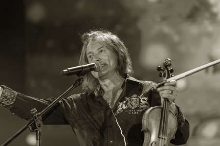 ODESSA, UKRAINE -25 August 2020: Famous violinist Vasily Popadyuk (Canada) and jazz band PAPA DUKE...