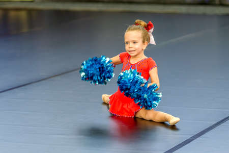 ODESSA, UKRAINE - September 20, 2020: Children's Cheerleading Championship. Young cheerleaders...