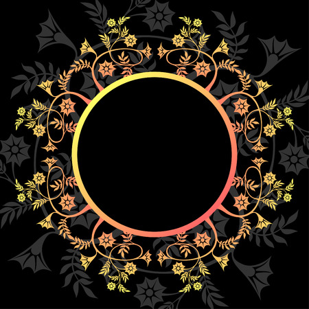 circle frame with flowersのイラスト素材