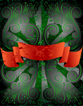 ribbon on floral pattern    のイラスト素材