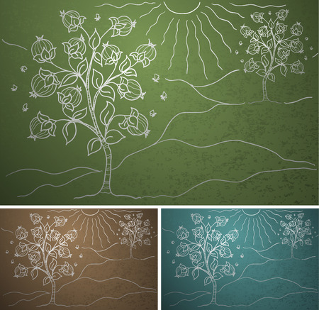 turquoise landscape with silver trees  のイラスト素材