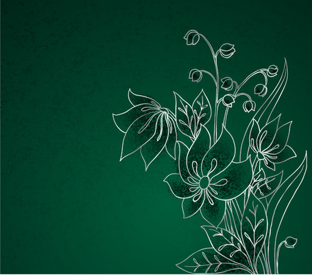 silver flowers on green  のイラスト素材