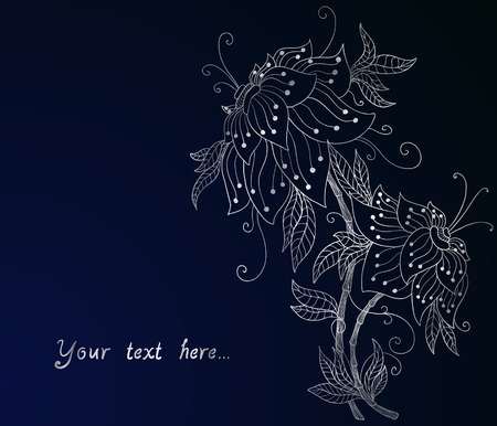 silver orchid on dark blue  のイラスト素材