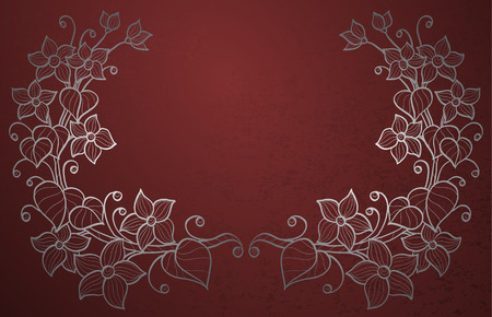 silver floral frame  のイラスト素材