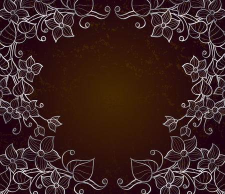 silver floral frameのイラスト素材