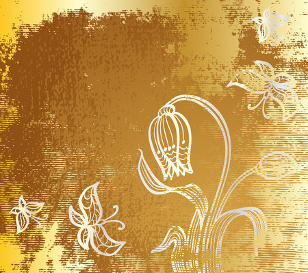 gold background with tulip  のイラスト素材