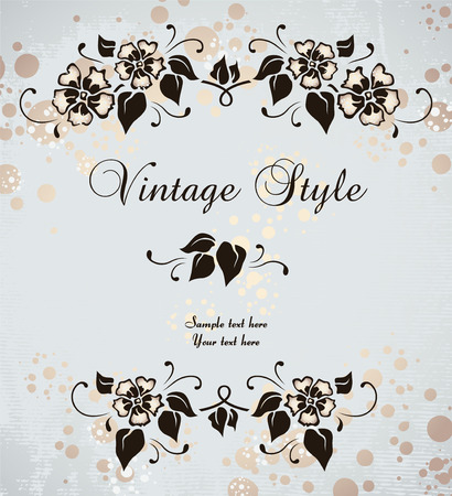 vintage frame with flowers  のイラスト素材