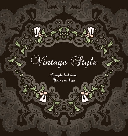 vintage frame with pink orchids  のイラスト素材
