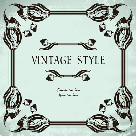 vintage frame with tulips  のイラスト素材