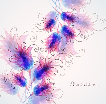 background with small pasque flowers のイラスト素材