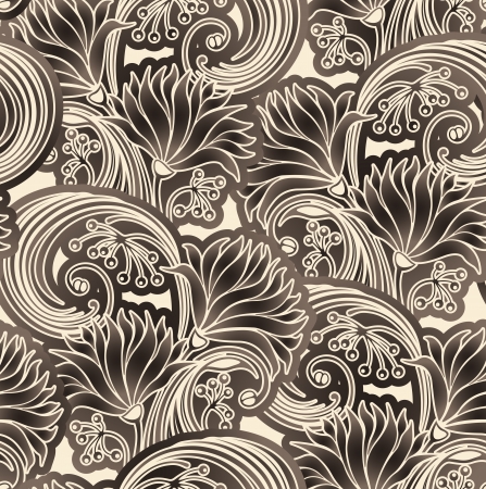 seamless pattern with chrysanthemums and berries  のイラスト素材