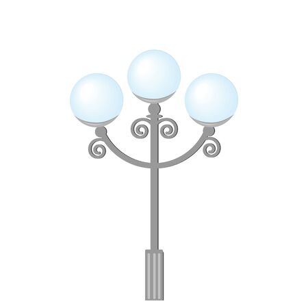 lantern for city and Park lighting in flat style, isolated on a white background, color vector illustration, design, decorationのイラスト素材