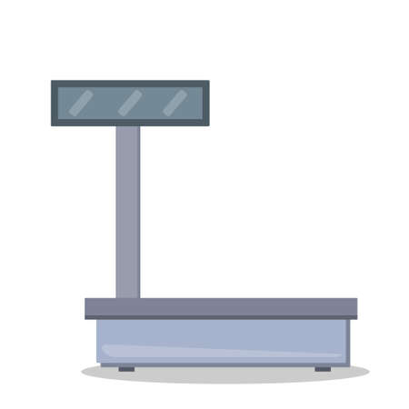 electronic scales for weighing vegetables and fruits, color vector illustration in flat style, design, decoration, iconのイラスト素材