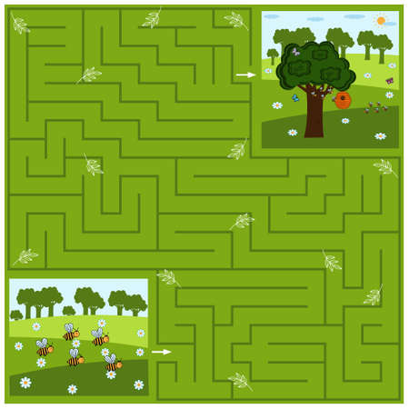 Bright Maze game PAL for children on the theme of the world and nature, it is necessary to find differences in the pictures the answers are, vectorのイラスト素材