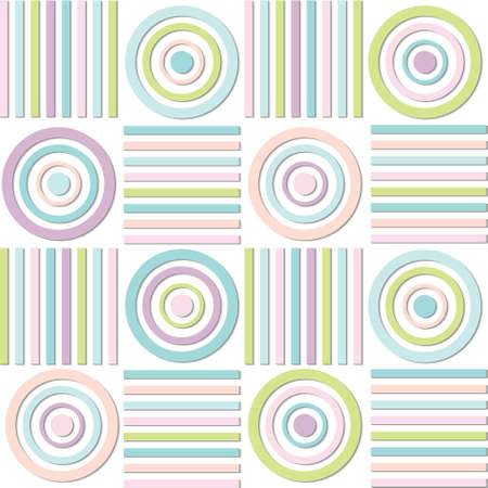 Geometric pattern consisting of lines, squares and circles of multi-colored color arranged in geometric order, vector illustration, paper styleのイラスト素材