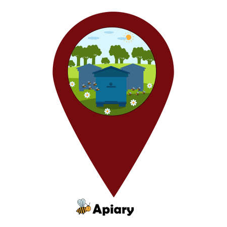 Red sign indicating the location of Pasika and honey on the mapのイラスト素材