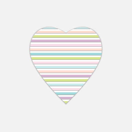 Abstract heart in multicolored stripes symbol of love and friendship isolated on a white background, vector illustration, card decorationのイラスト素材