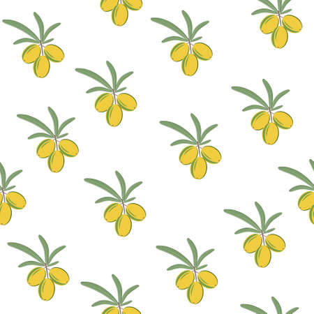 Pattern of berries and leaves on a white background, color vector illustration, textile, print, design, background, decorationのイラスト素材