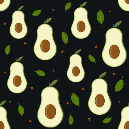 Pattern, seamless, fruit, avocado, fruit, leaf, food, leaves, delicious, garden, graphics, object, exotic, textile, fabric, set, collection, map, menu, vegan, juice, plant, natural, dessert, diet, troのイラスト素材