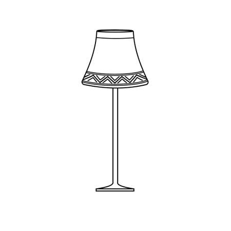 floor lamp with lampshade black outline white background, illustration, sketch, coloring, clip art, design, decoration, icon, sign, bannerのイラスト素材
