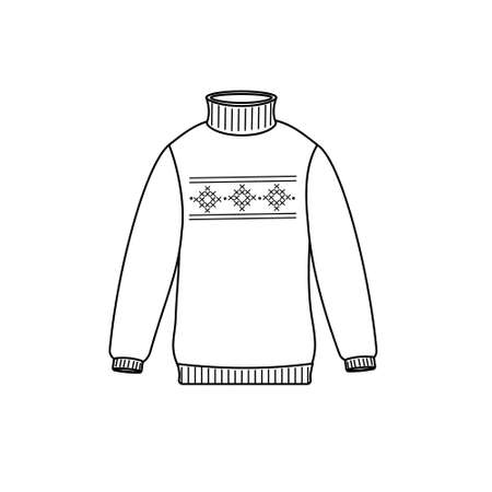 Sweater drawn with a black outline, sketch, clipart, design, vector illustrationのイラスト素材