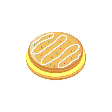 cream cake isolated on a white background, color  illustration in flat styleのイラスト素材