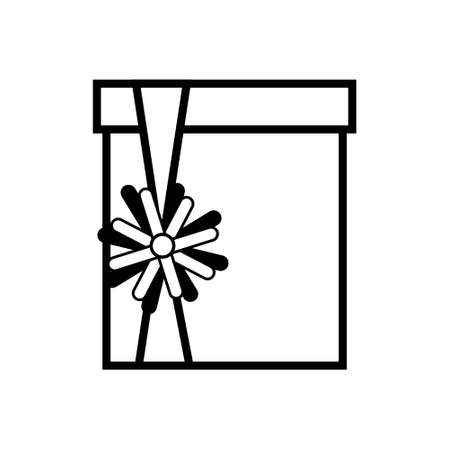 gift icon with a bow with a thin black line outline isolated on a white background in the style of flat, clipart, design, decorationのイラスト素材