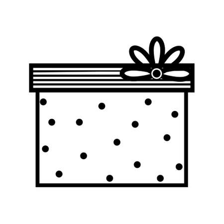 icon decorated gift with a bow with a thin line outline in black, isolated on a white background in the style of flat, clipart,   design, decorationのイラスト素材
