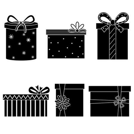 Set of icons isolated gifts on a white background, vector illustration, stencil, clipart, design, decorationのイラスト素材