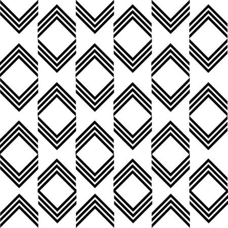 Abstract geometric monochrome pattern with black outline on white background, vector illustration, print, texture, textile, design, decoration, background, Wallpaperのイラスト素材
