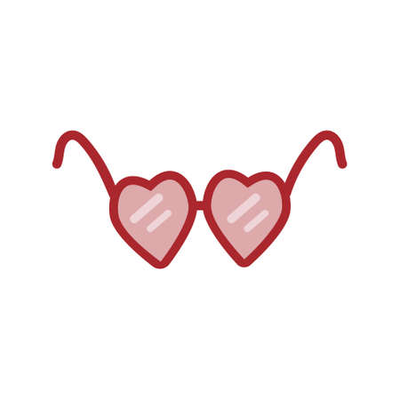 Abstract holiday glasses with heart-shaped frames isolated on a white background, color vector illustration, flat, design, decoration, clipart, iconのイラスト素材