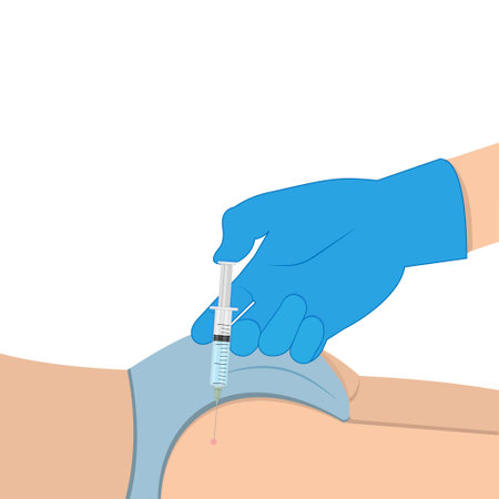 Injection placed in the buttock, color vector illustration in flat style, design, decoration, poster, banner, advertising, clipartのイラスト素材